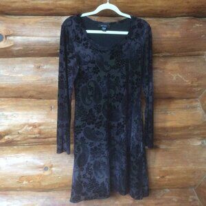 Karen Kane Paisley Velvet Burnout Floral Vintage Whimsigoth Dress Size Large